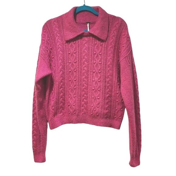 Free People | Every Cloud Pullover Sweater in Fuchsia Fizz, Preppy Coquette | L - Picture 3 of 13